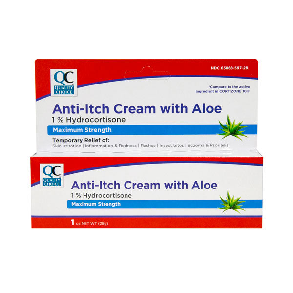 Qc Anti Itch Cream With Aloe Maximum Strength Cortizone 10 28g Innovarx Global Health 9866