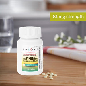GeriCare Adult Low Dose Enteric Coated Aspirin 81 mg 100 Tablets