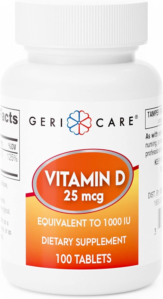 GeriCare Vitamin D 25mcg Tablets Dietary Supplement, 100 Count