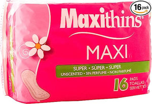 MAXITHINS MAXI SUPER UNSCENTED (16 PADS) PACK OF 1