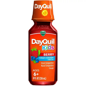 Vicks DayQuil Kids Liquid Berry Cold & Cough + Mucus Multi-Symptom Relief, (236 ml)
