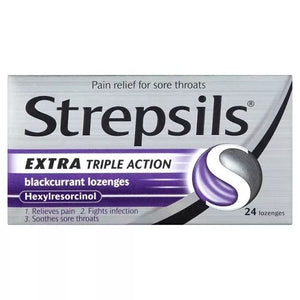STREPSILS EXTRA TRIPLE ACTION BLACKCURRANT 24 LOZENGES
