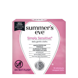 SUMMER'S EVE SIMPLY SENSITIVE DAILY GENTLE CLOTHS (16 PIECES)