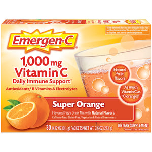 Emergen-C 1000mg Vitamin C Powder, Super Orange  (30 Counts)