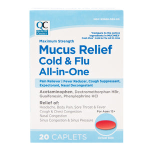 QC Mucus Relief Max-Strength Severe Congestion & Cold Caps (20 Caplets)