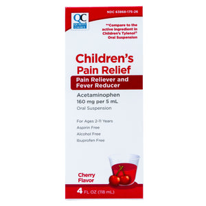 QC CHILDREN'S PAIN RELIEF & FEVER REDUCER, CHERRY FLAVOR (CHILDRENS TYLENOL) (118ml)