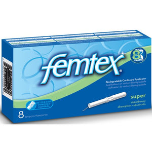 FEMTEX TAMPONS SUPER WITH CARDBOARD APPLICATOR (8 Tampons)