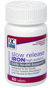 QC IRON, SLOW RELEASE, HIGH POTENCY, DAILY HEALTH SUPPORT  (60 Tablets)