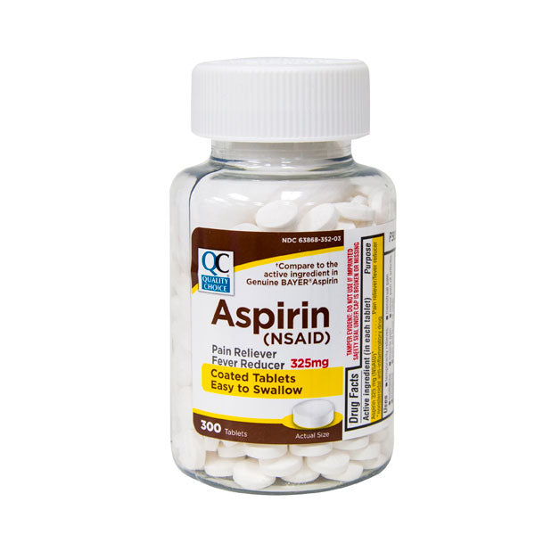 QC ASPIRIN 325 MG COATED TABLETS (300 Tablets )