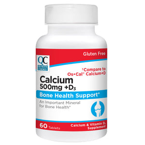 QC Calcium 500mg + Vitamin D Tablets (60 Tablets)