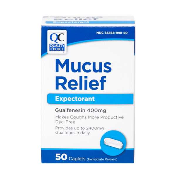 QC MUCUS RELIEF GUAFENESIN EXTENDED RELEASE TABLETS 400mg, EXPECTORANT (50 Tablets)