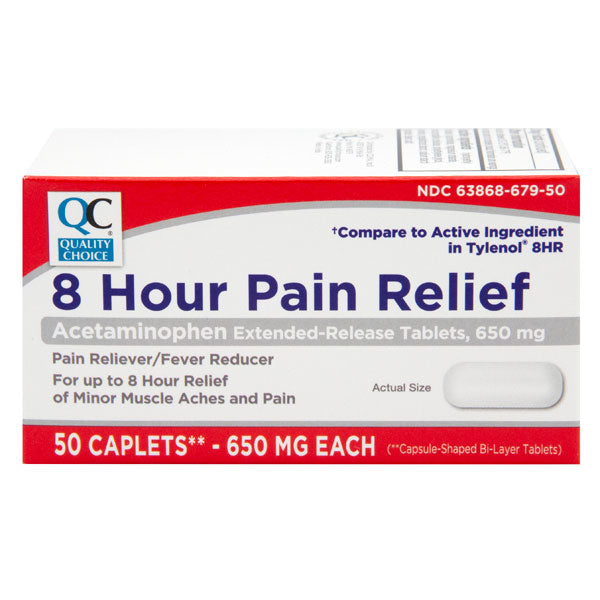 QC 8 HOUR ACETAMINOPHEN 650mg MUSCLE ACHES AND PAIN (50 Caplets)