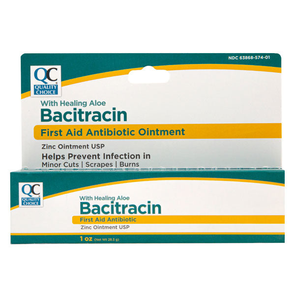 QC BACITRACIN, FIRST AID ANTIBIOTIC OINTMENT, WITH HEALING ALOE (28.3g)
