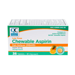 QC ASPIRIN 81 MG CHEWABLE LOW DOSE TABLETS  ORANGE (36 chewable Tablets )