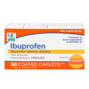 QC Ibuprofen 200 mg Orange Caplets (50 coated caplets)