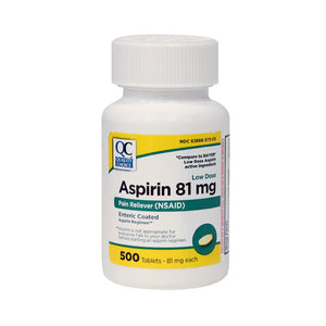 QC ASPIRIN 81mg, LOW DOSE PAIN RELIEVER (500 Tablets)