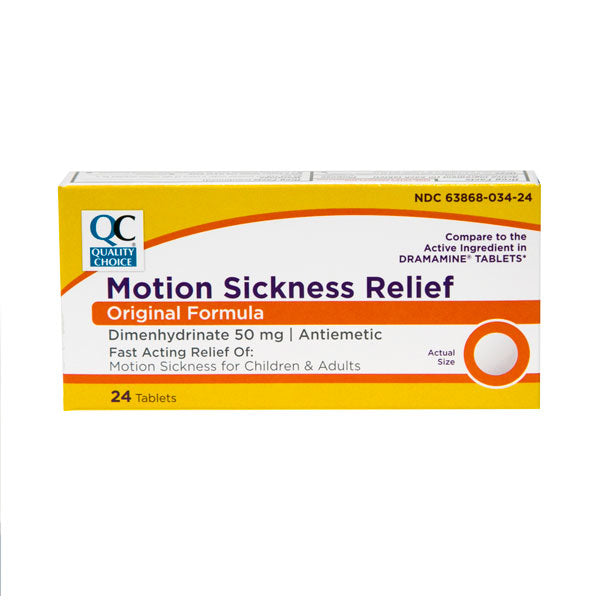 QC MOTION SICKNESS RELIEF, ORIGINAL FORMULA (DRAMAMINE) (24 Tablets)