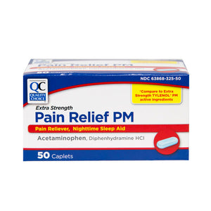 QC EXTRA STRENGTH PAIN RELIEF PM, NIGHTTIME SLEEP AID (50 Caplets)