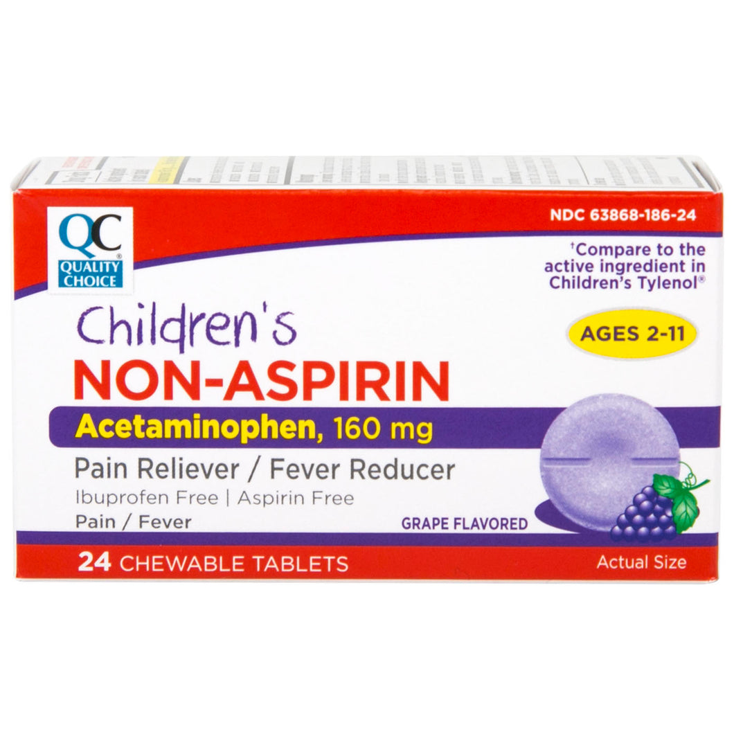 QC CHILDREN'S NON-ASPIRIN PAIN RELIEVER / FEVER REDUCER (24 Chewable Tablets)