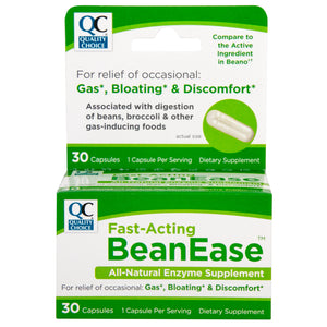 QC FAST ACTING BEANEASE, ALL NATURAL ENZYME SUPPLEMENT (BEANO) (30 Capsules)
