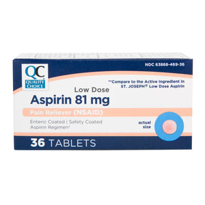 QC ASPIRIN 81mg, LOW DOSE PAIN RELIEVER (ST JOSEPH'S LOW DOSE ASPIRIN) (36 Enteric Coated Tablets)