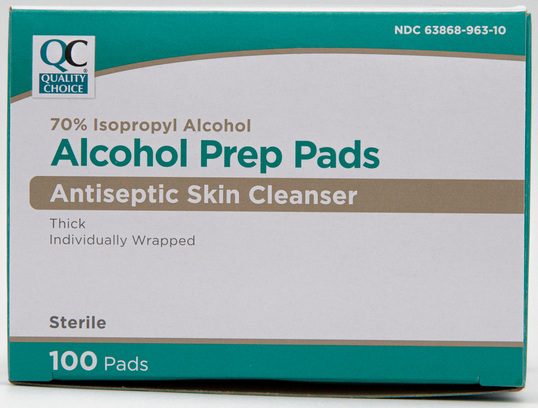 QC STERILE ALCOHOL PREP PADS ANTISEPTIC SKIN CLEANSER, 70% ISOPROPYL ALCOHOL (100 Pads))