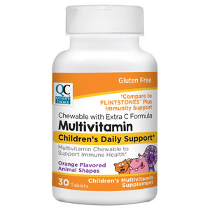 QC CHEWALBLE MULTIVITAMIN, WITH EXTRA VITAMIN C, CHILDRENS DAILY SUPPORT (FLINSTONES PLUS) (30 Tablets)